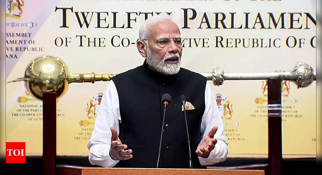 ‘Democracy first, humanity first’: What PM Modi said in Guyanese parliament | India News